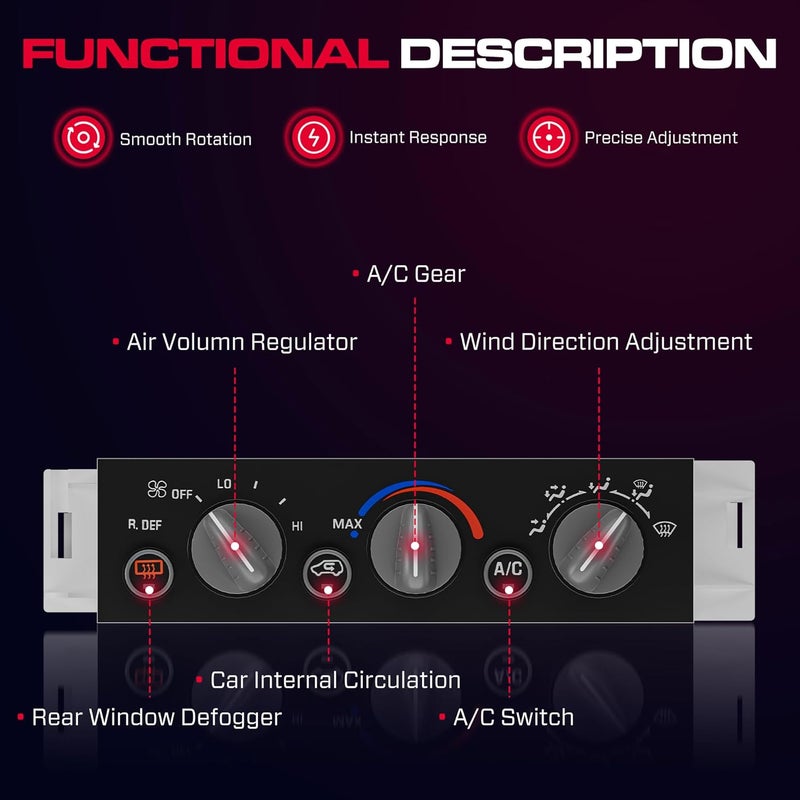 XIMAKA HVAC A/C Heater Climate Control Module Panel Switch with Rear Window Defogger Fit for Chevy Cadillac GMC C1500 C2500 C3500 K1500 K2500 K3500 Tahoe Yukon Escalade,599-006 - Image 4